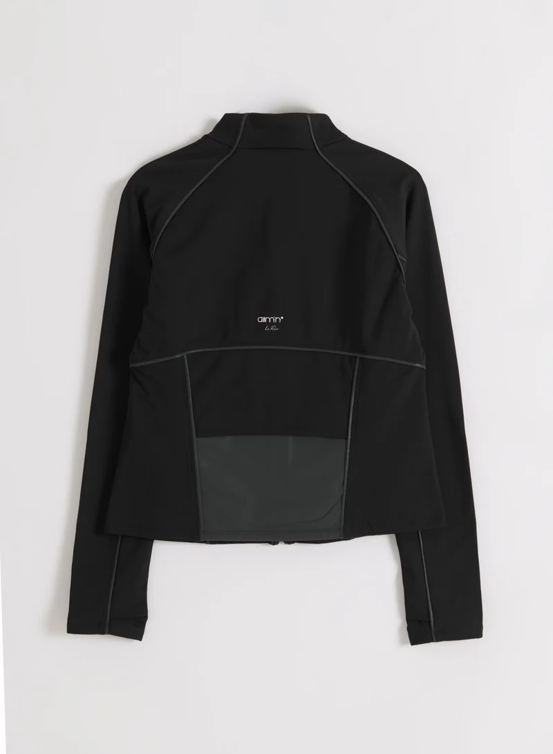 Black Warming Reflective Running Zip Long Sleeve