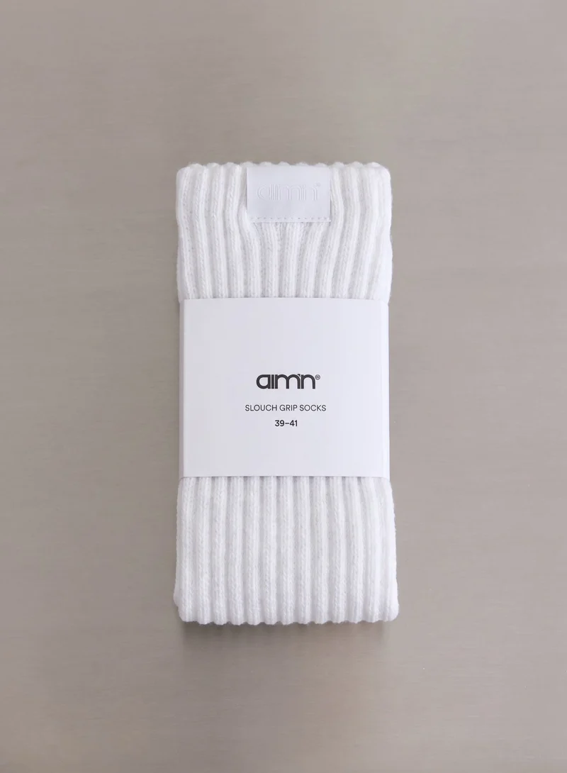 White Slouch Grip Socks