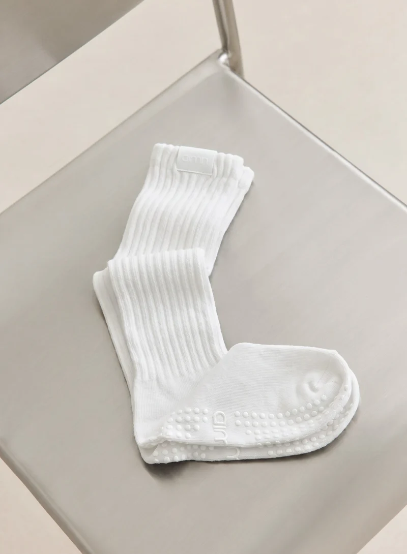 White Slouch Grip Socks