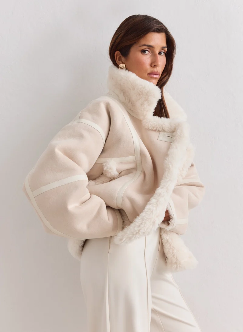 Cream Reversible Shearling Jacket
