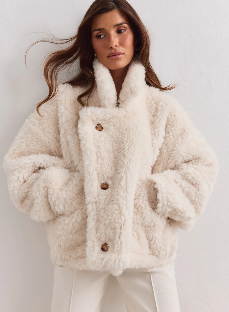 Cream Reversible Shearling Jacket