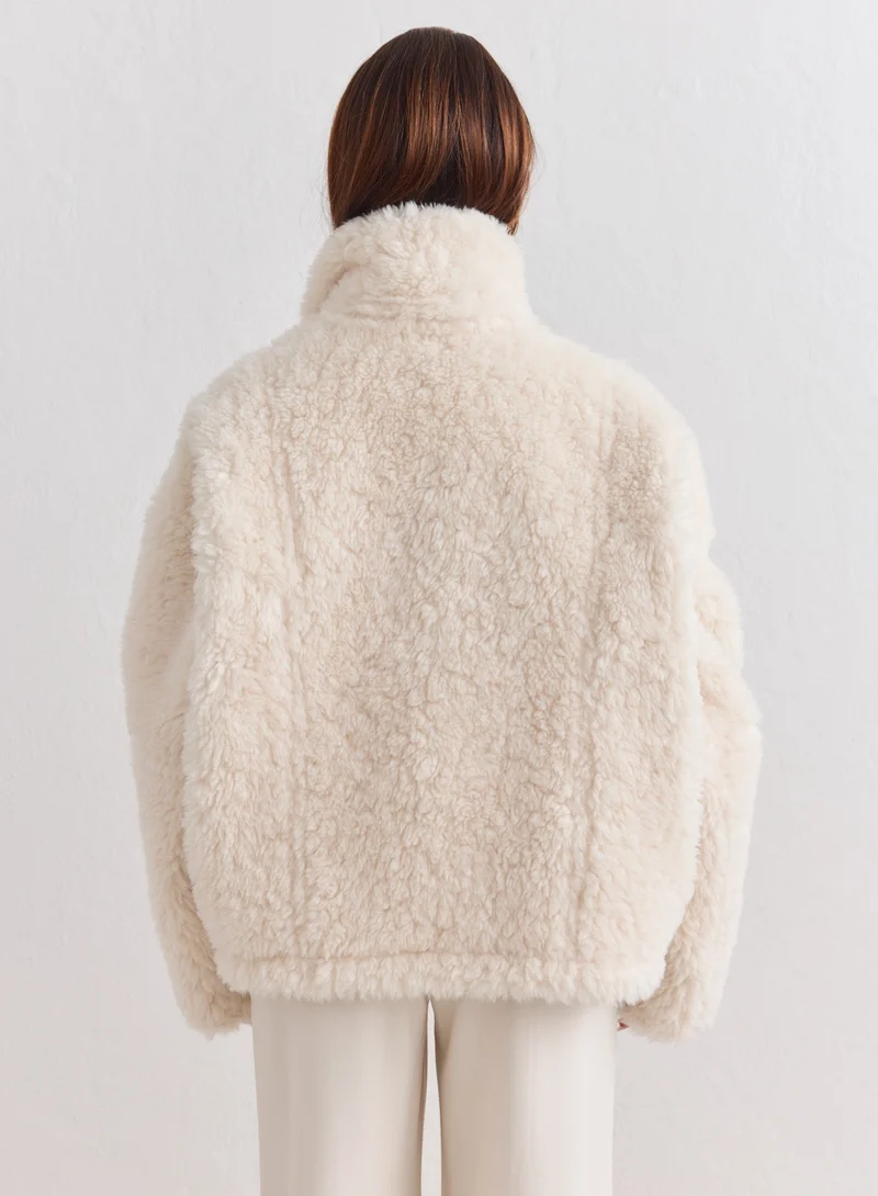 Cream Reversible Shearling Jacket