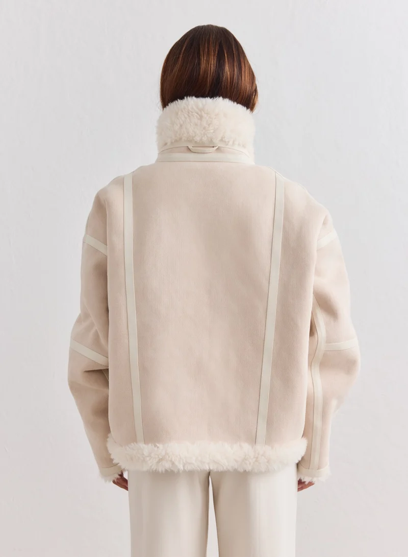 Cream Reversible Shearling Jacket