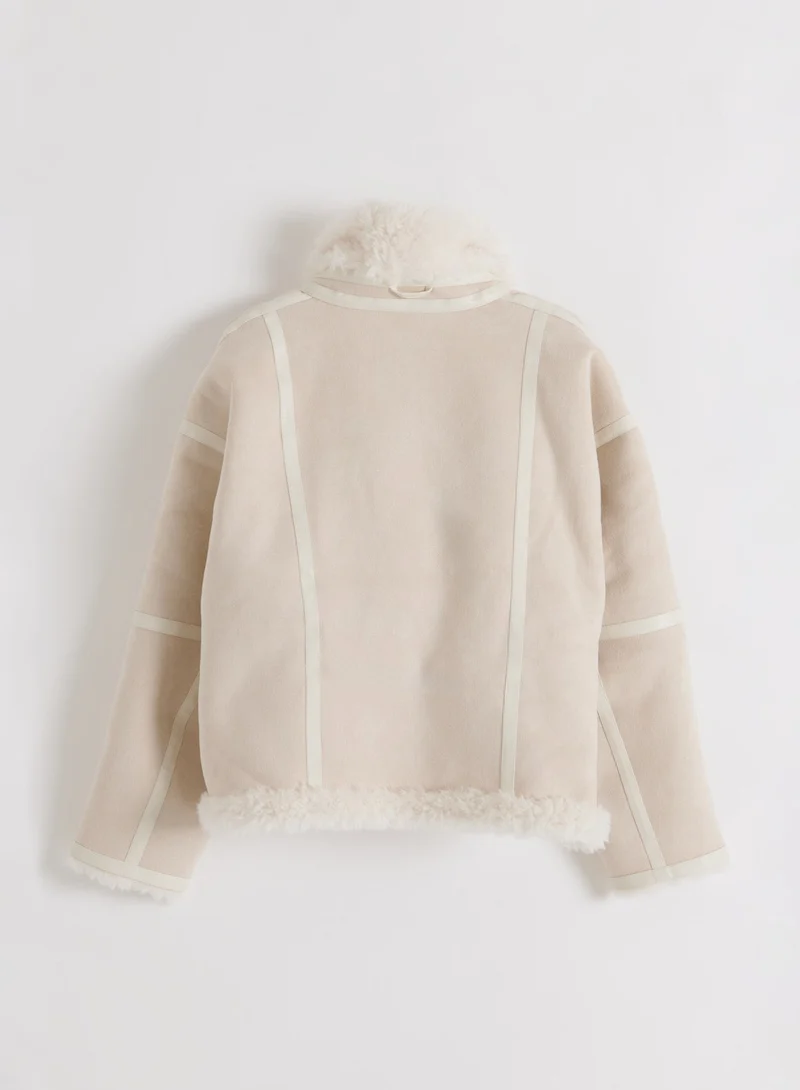 Cream Reversible Shearling Jacket