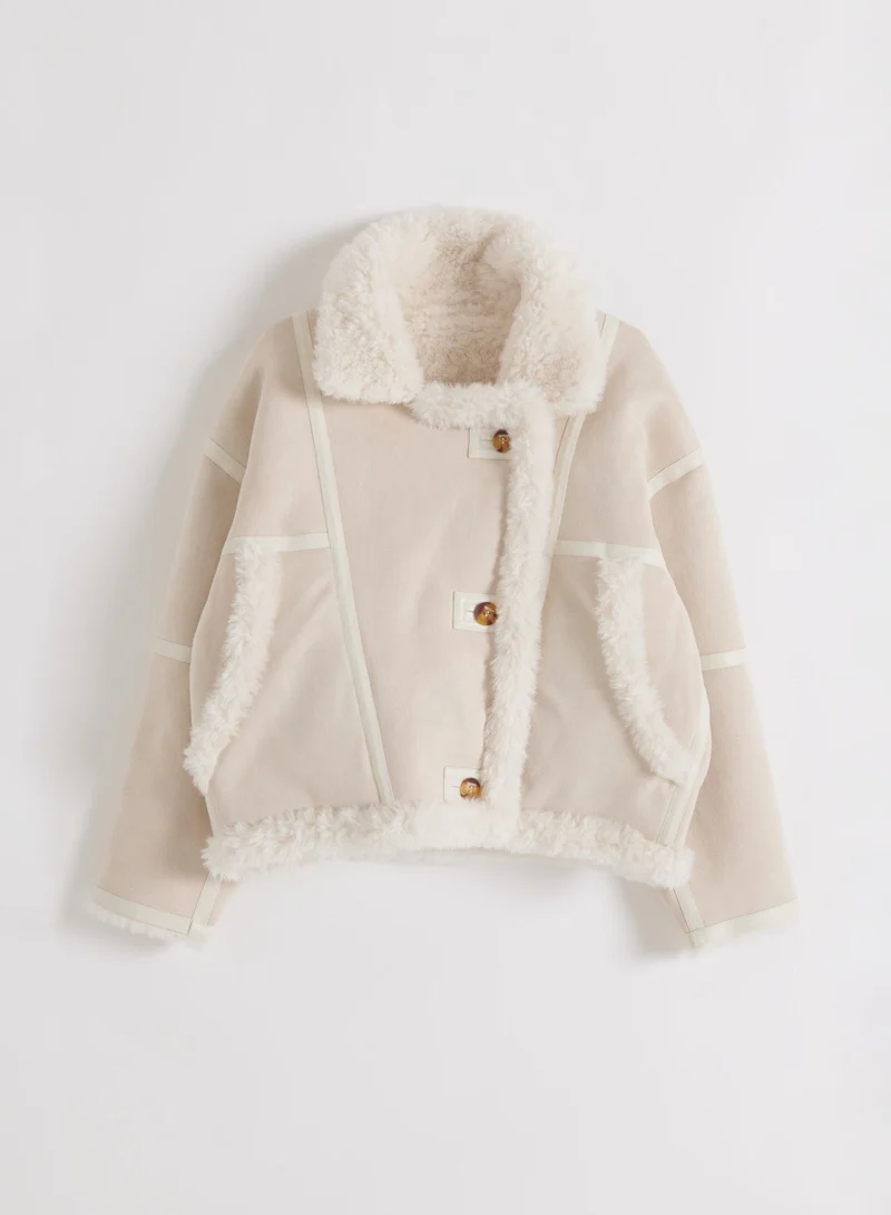 Cream Reversible Shearling Jacket