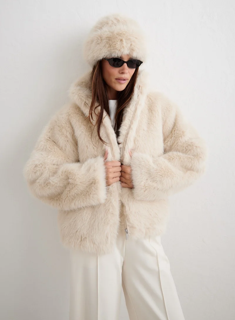 Sand Faux Fur Jacket