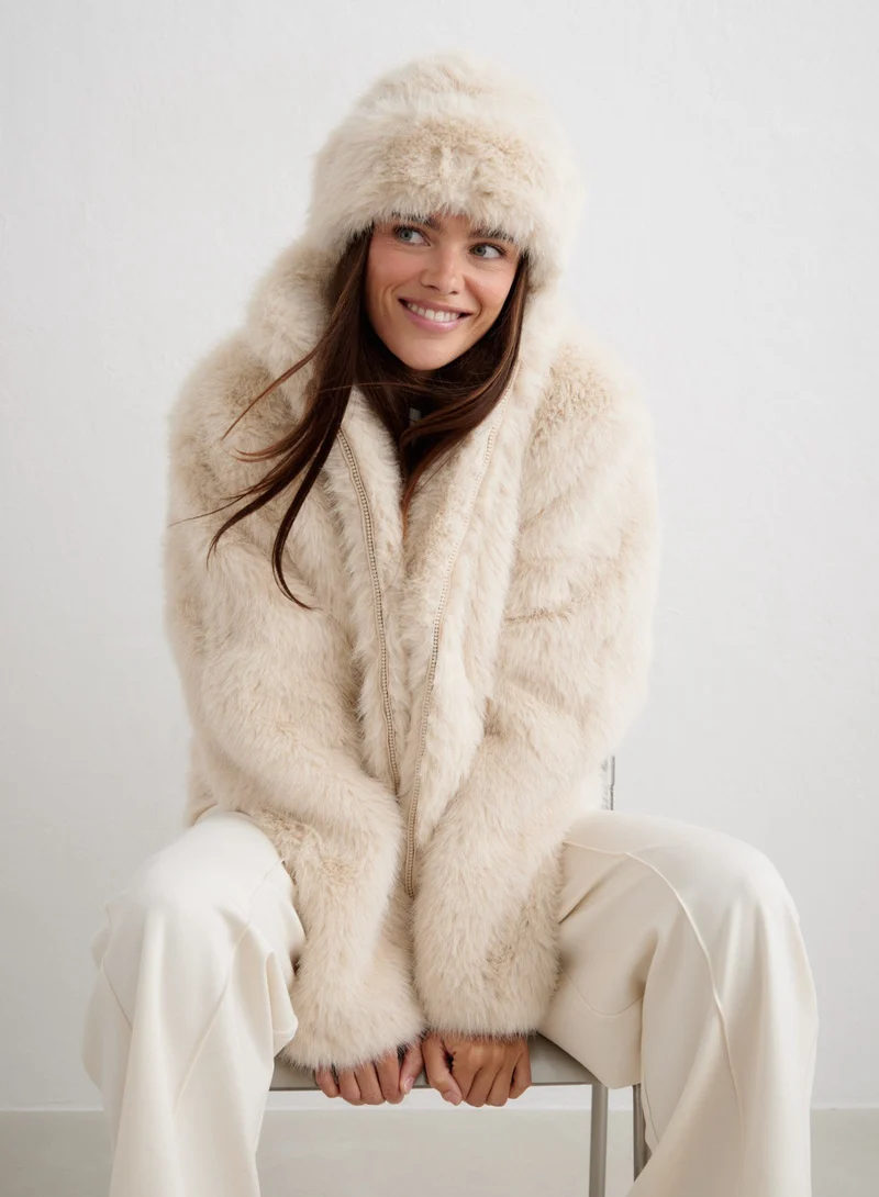 Sand Faux Fur Jacket