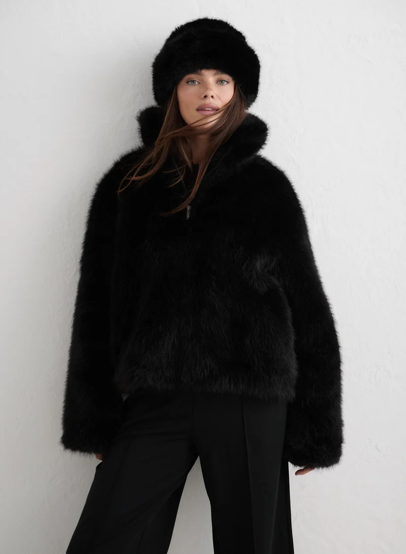 Black Faux Fur Jacket