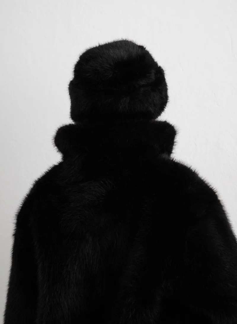 Black Faux Fur Hat