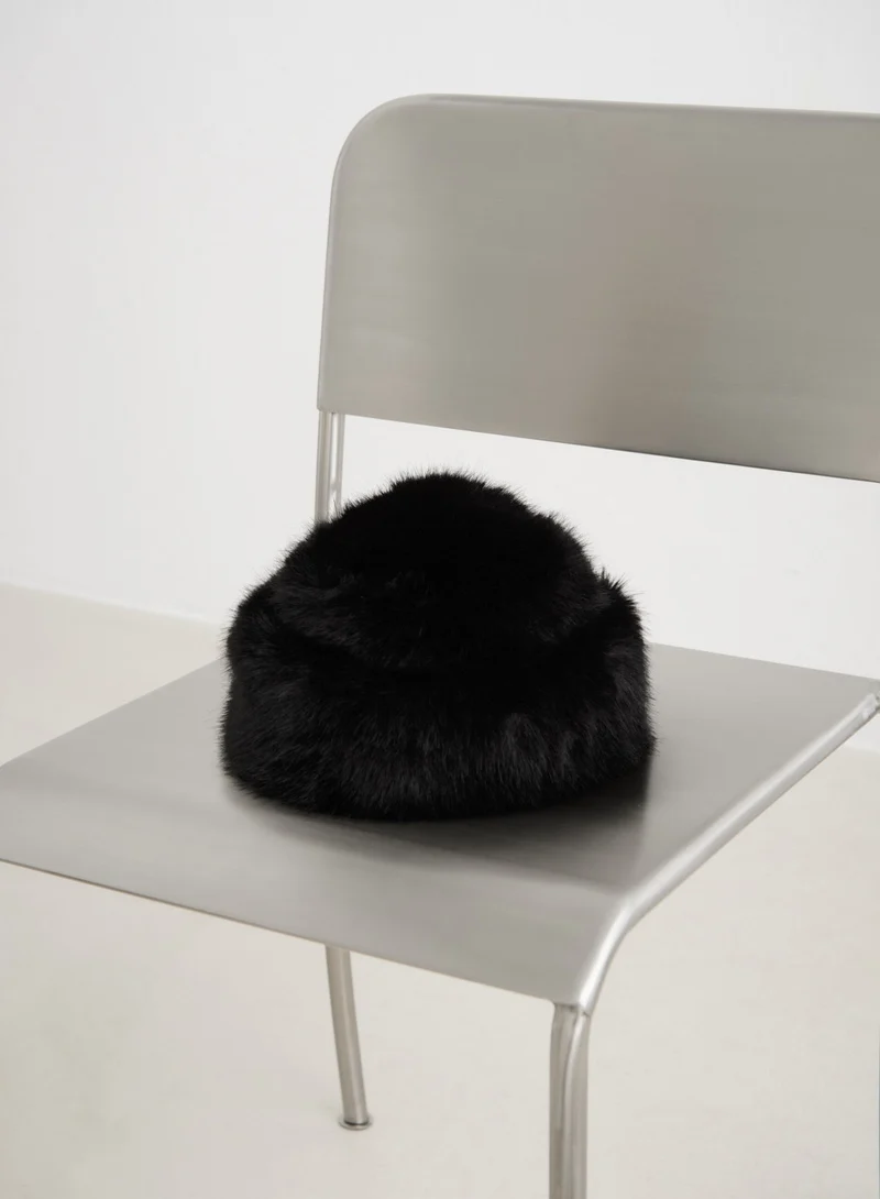 Black Faux Fur Hat