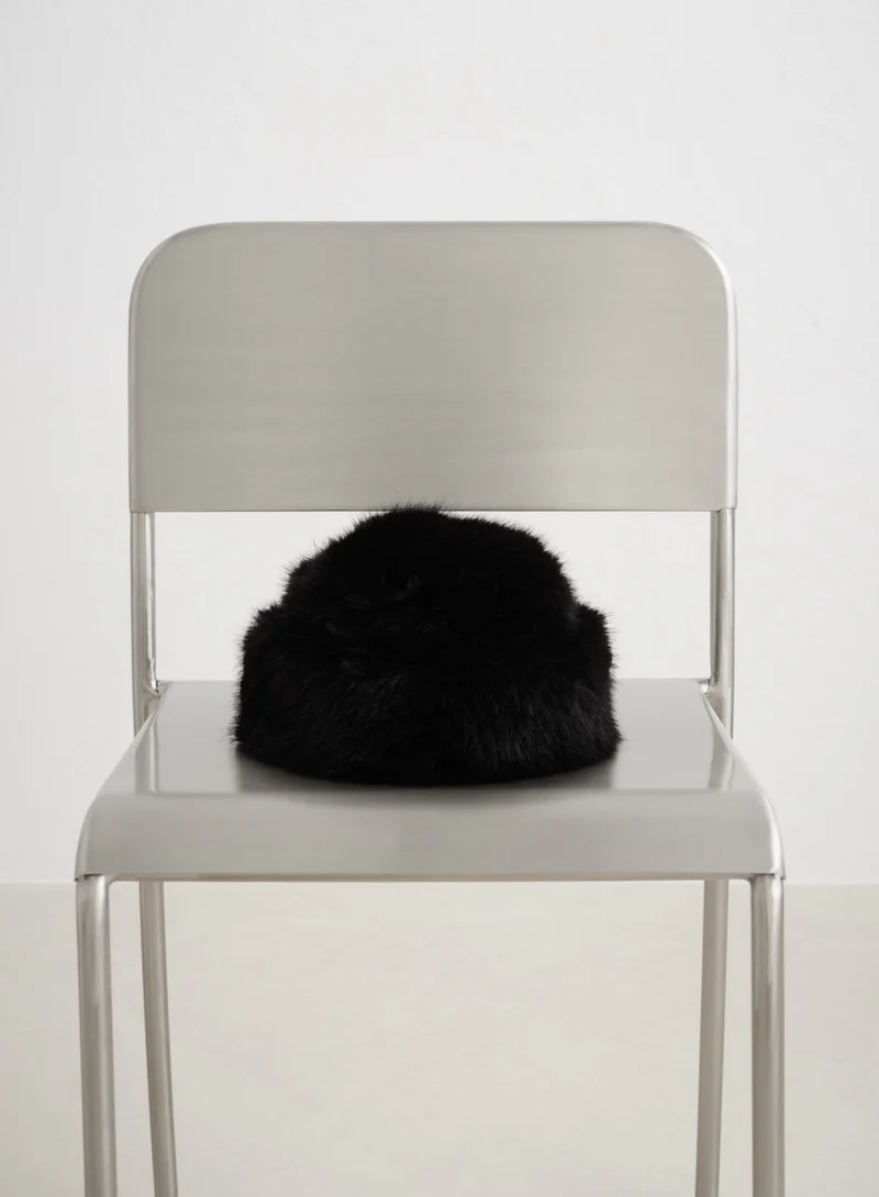 Black Faux Fur Hat
