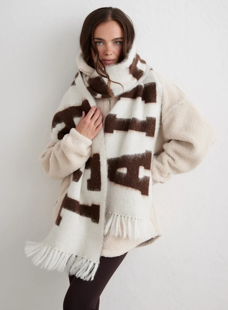Cream College Knit Scarf