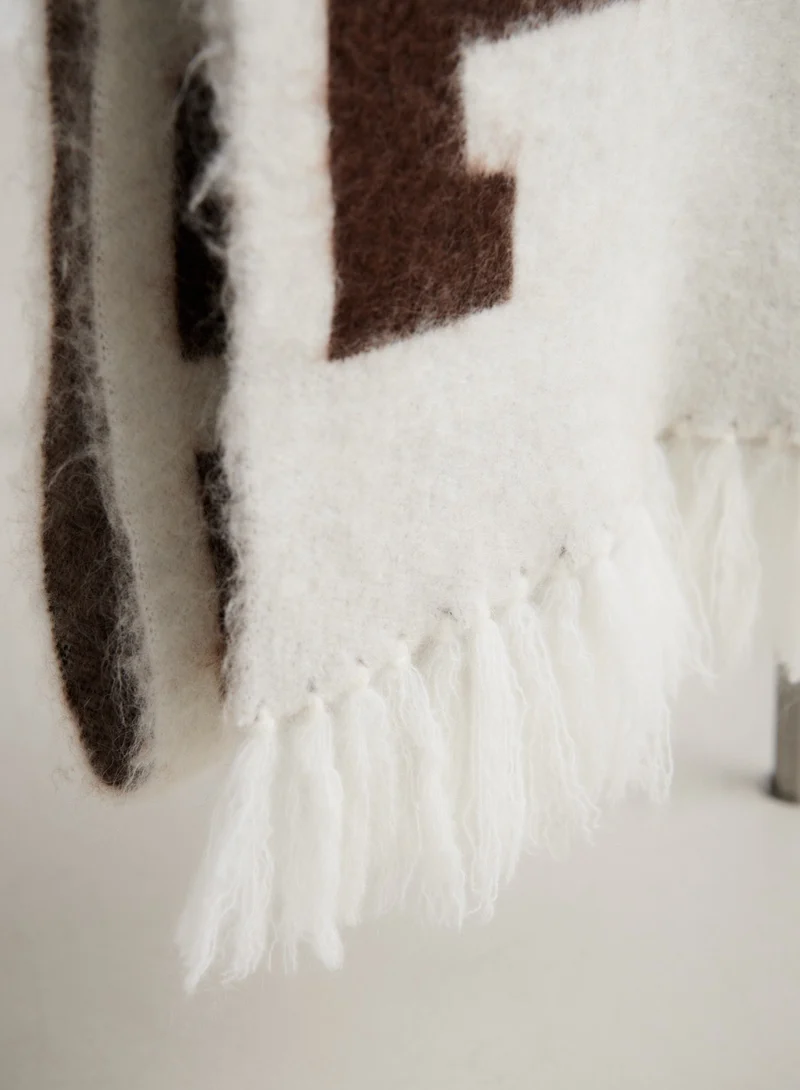 Cream College Knit Scarf
