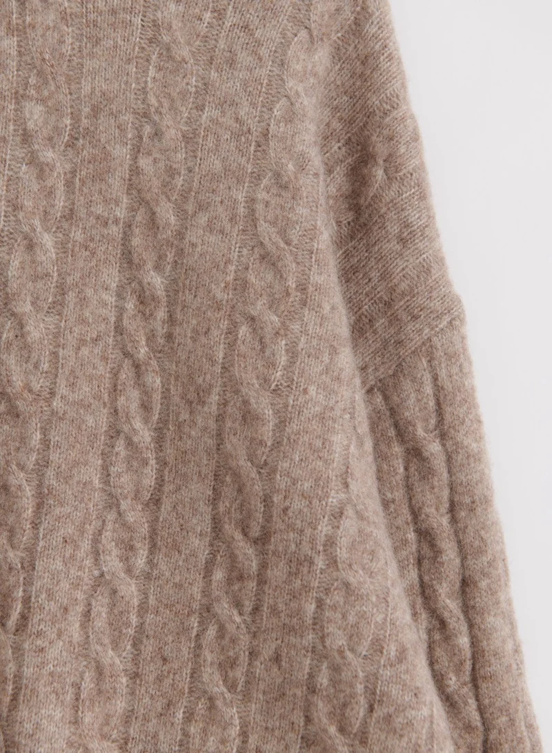 Hazelnut Oversized Cable Knit Half Zip