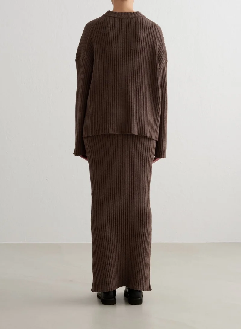 Macchiato Rib Knit Maxi Skirt
