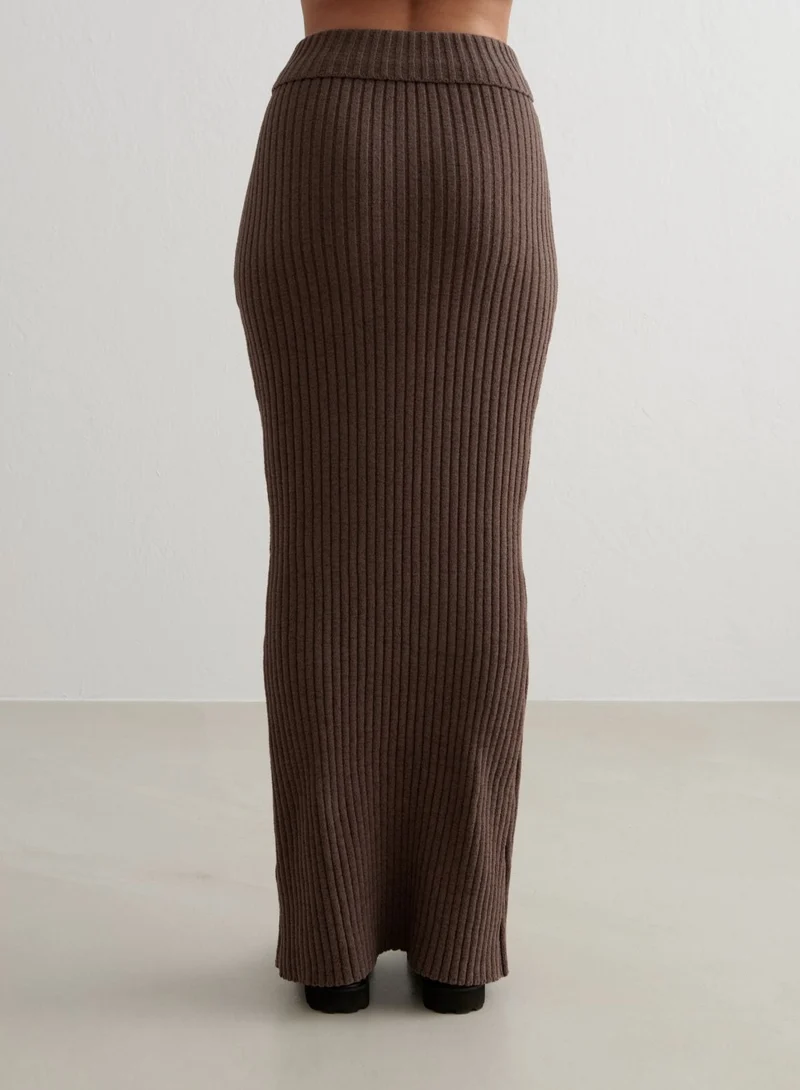 Macchiato Rib Knit Maxi Skirt