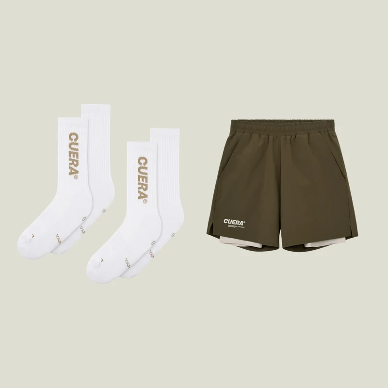 Oncourt 2in1 Shorts Army & 2er-Pack Socken Walnuss