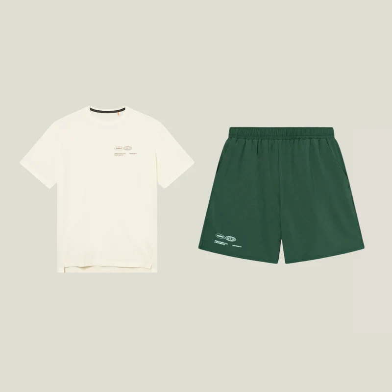 Oncourt Shorts & T-shirt - Court Green & Off-White