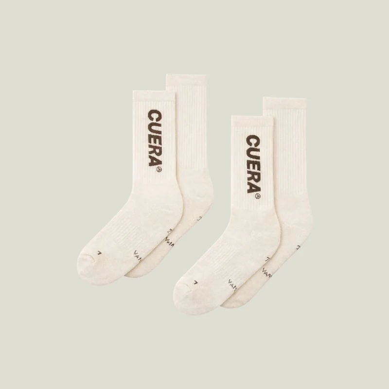 2-pack Cuera Padel Socks - Off-White / Dunkelbraun