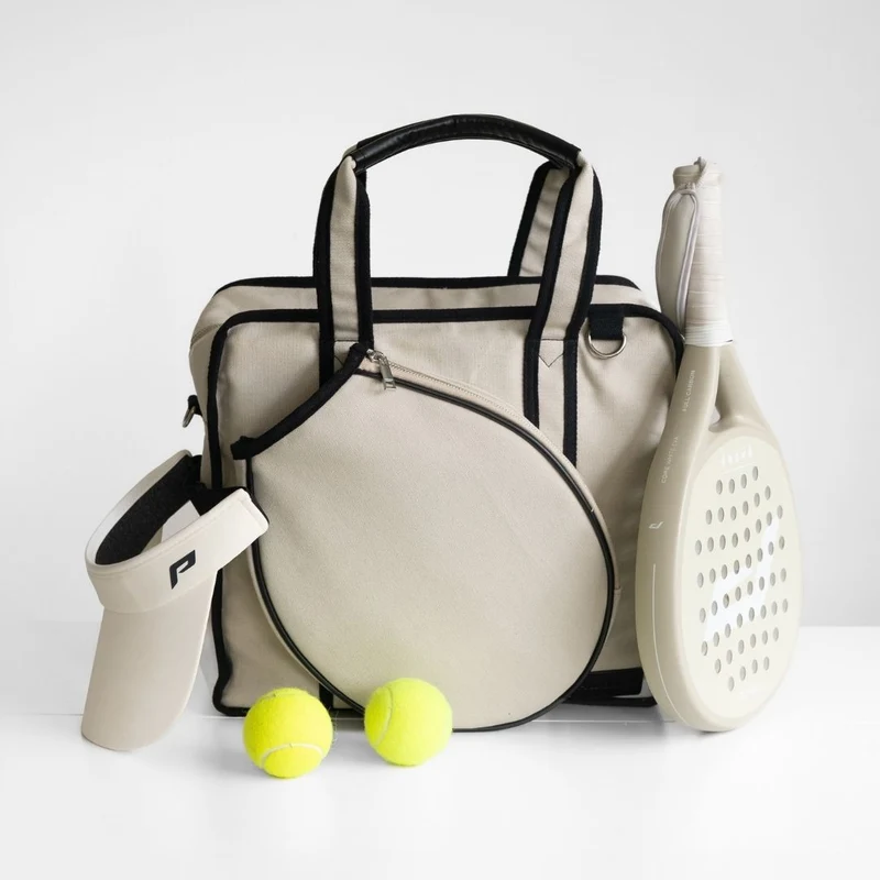 Padel-Tasche – Canvas – Beige – Premium-Padel-Tasche für Damen