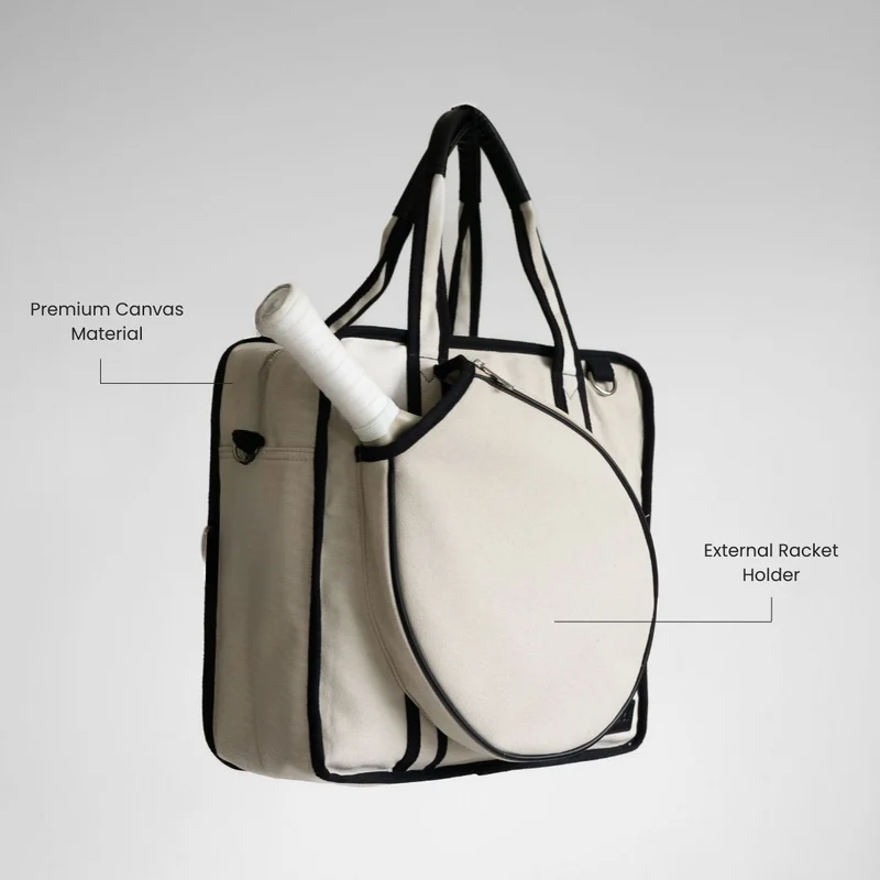 Padel-Tasche – Canvas – Beige – Premium-Padel-Tasche für Damen