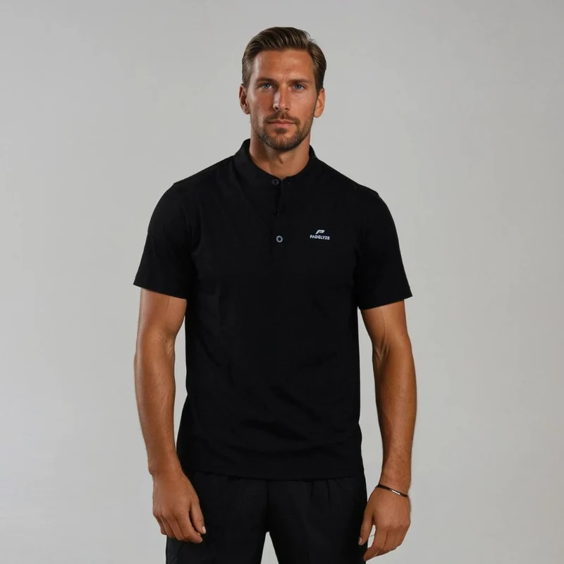Padel-Poloshirt für Herren – Schwarz