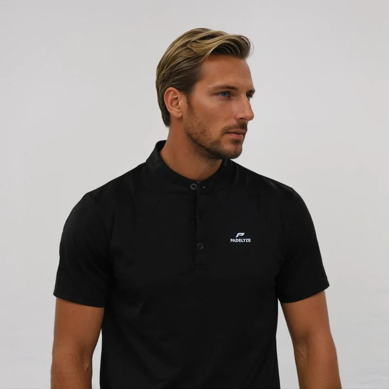 Padel-Poloshirt für Herren – Schwarz