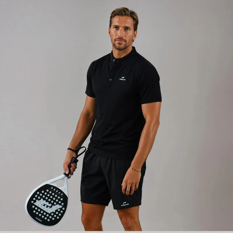 Padel-Poloshirt für Herren – Schwarz