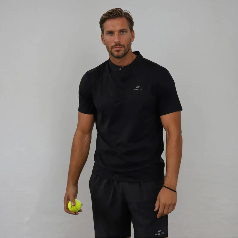 Padel-Poloshirt für Herren – Schwarz