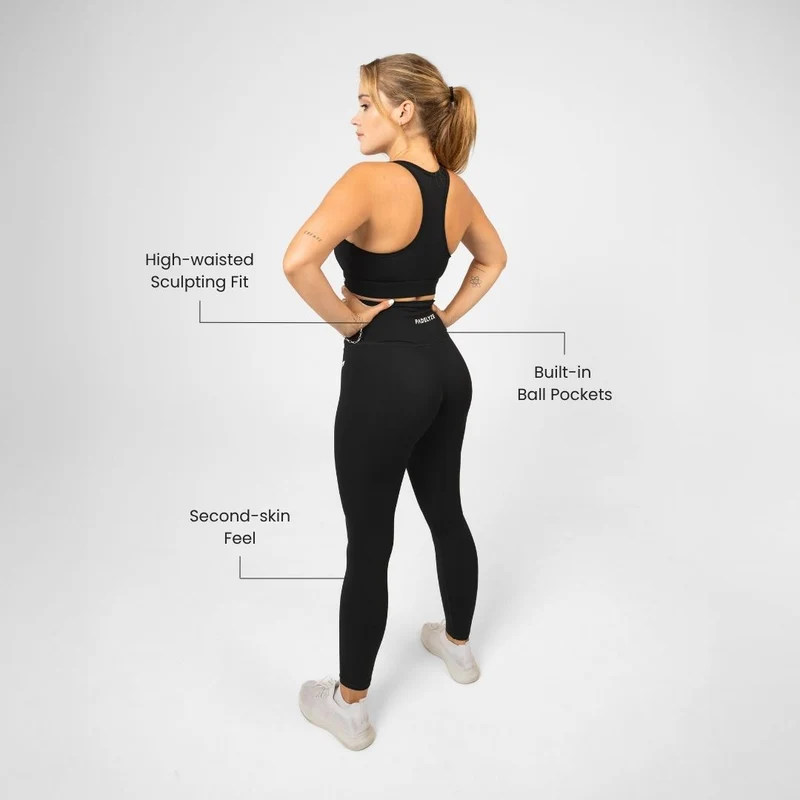 Damen-Padel-Leggings mit hoher Taille – mit Balltasche