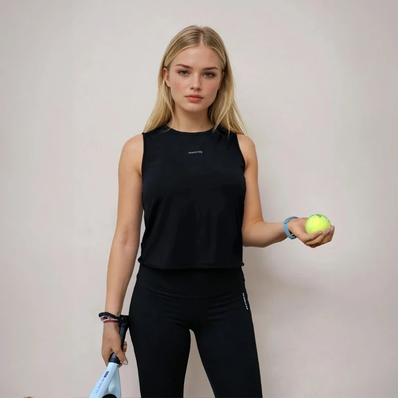 Padel-Top für Damen – Schwarz