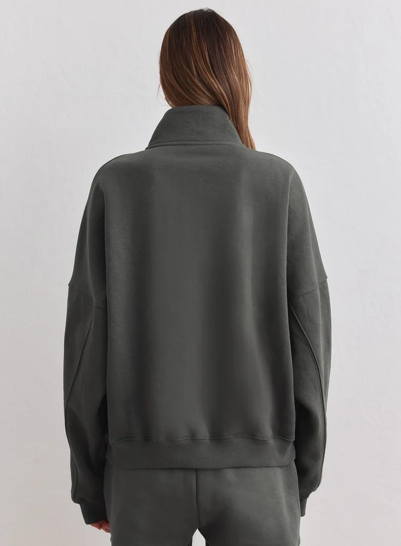 Dark Ivy Varsity Sweat Half Zip