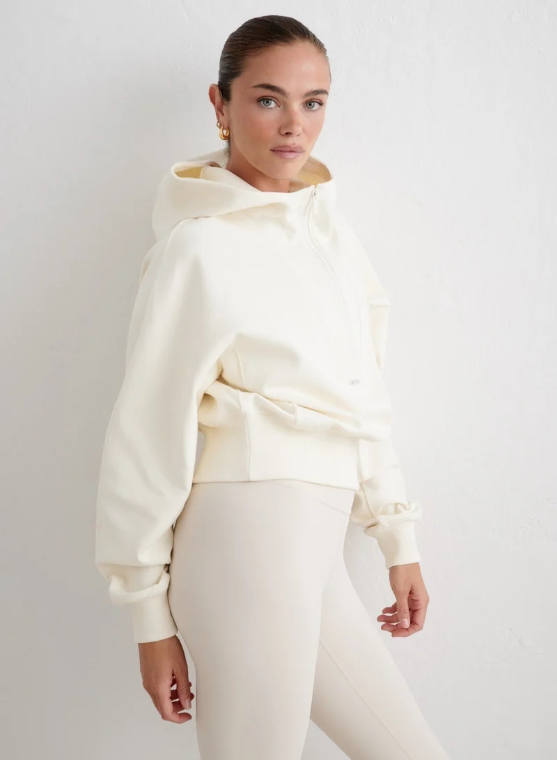 Cream Sportif Half Zip Hood