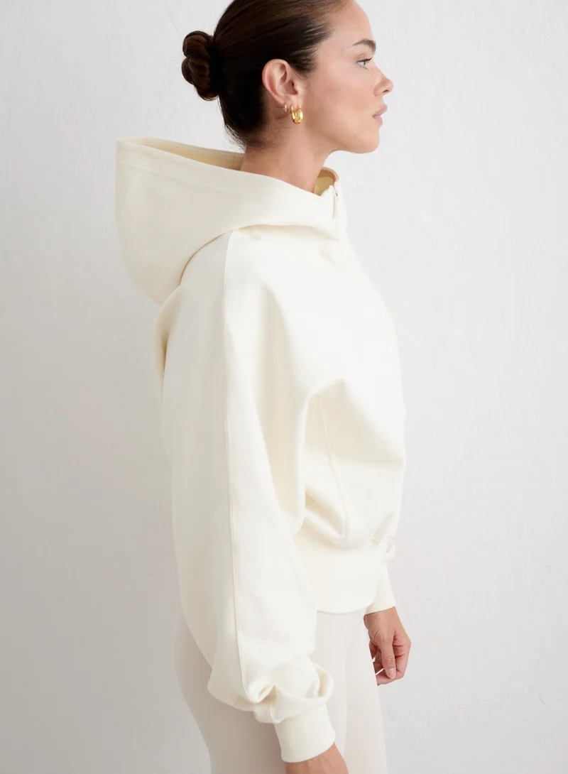 Cream Sportif Half Zip Hood