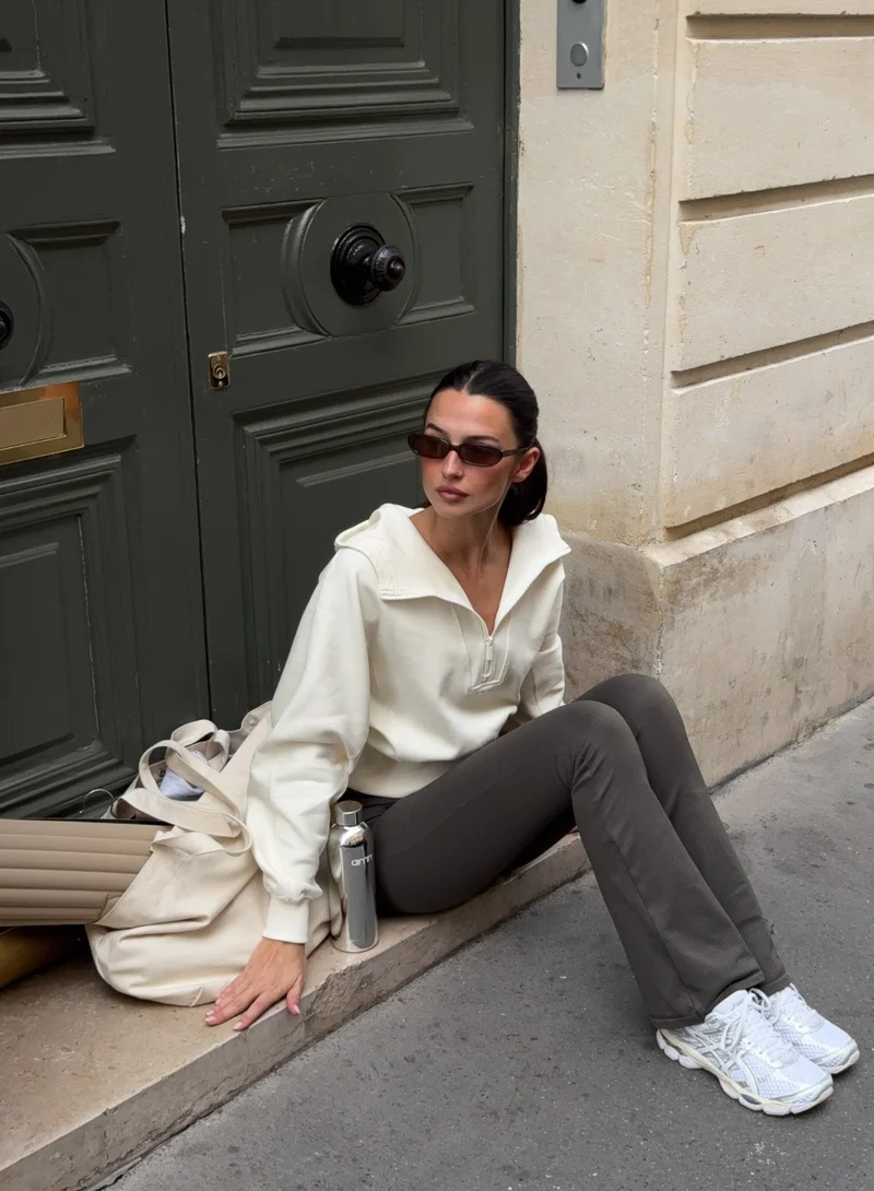 Cream Sportif Half Zip Hood