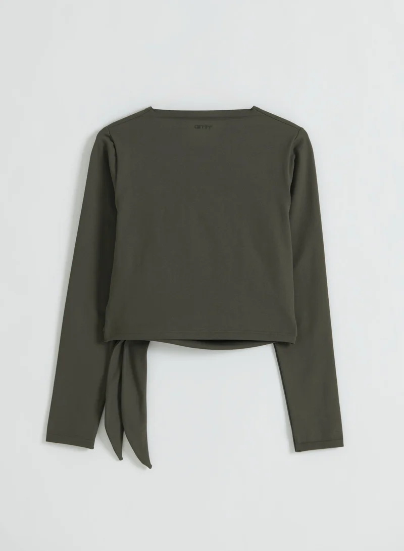 Dark Ivy Shape Seamless Wrap Long Sleeve