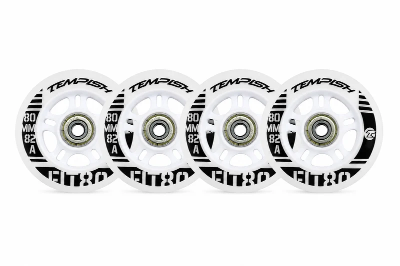Tempish FIT 80 Inlinerollen 80mm 82A 4er/8er Set ABEC5 + 6mm SPACER montiert
