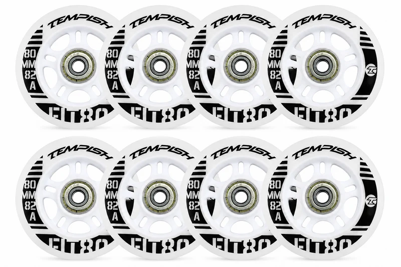 Tempish FIT 80 Inlinerollen 80mm 82A 4er/8er Set ABEC5 + 6mm SPACER montiert