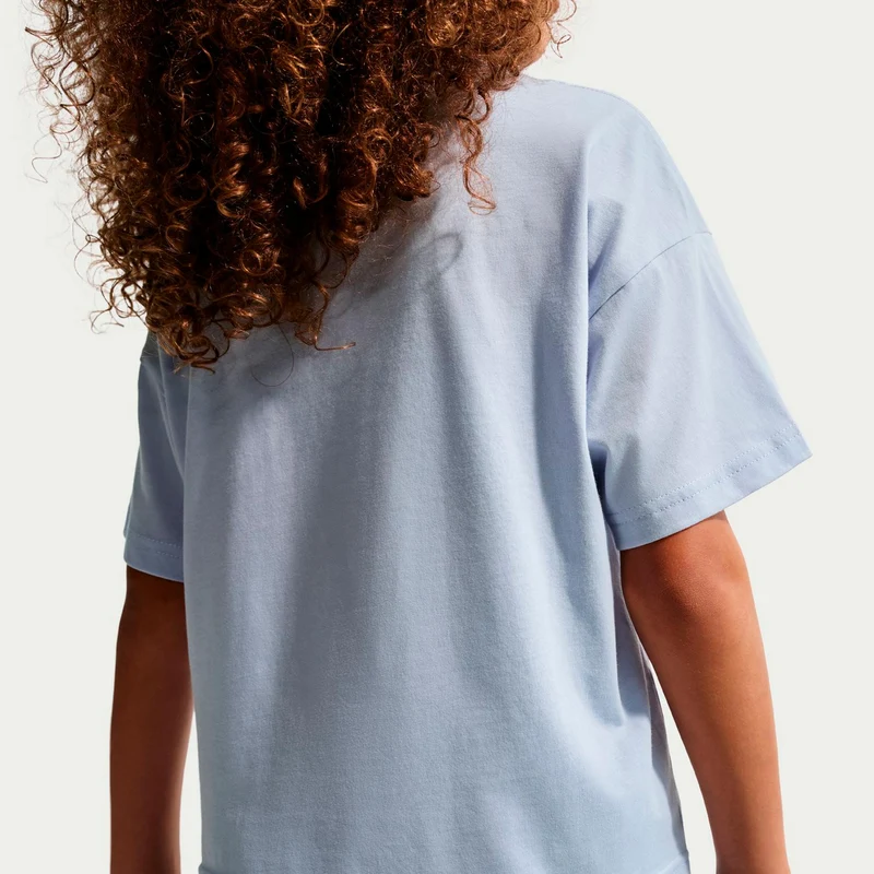 Boxy Essential T-Shirt Kinder-blaugrau, weiß
