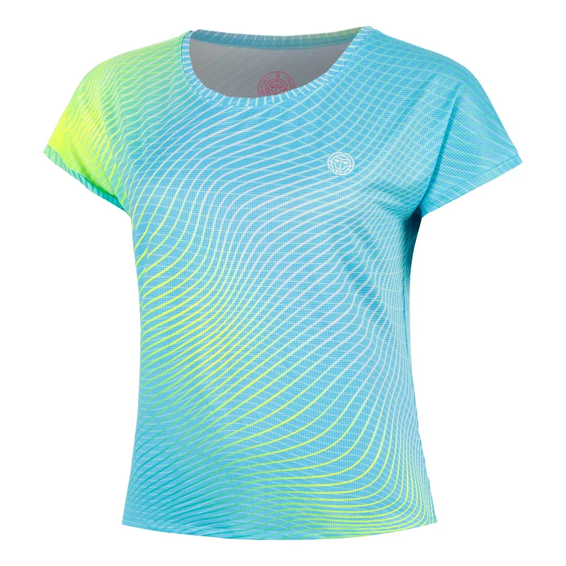 Out of Control Capsleeve T-Shirt Damen-hellblau, neongelb