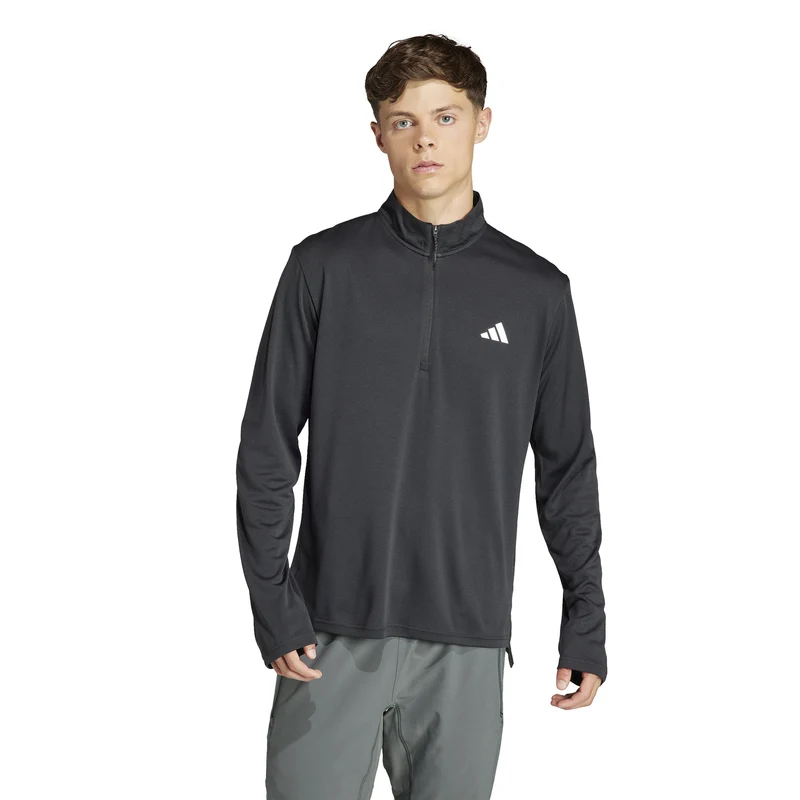Essentials 1/4 Zip Longsleeve Herren-Schwarz