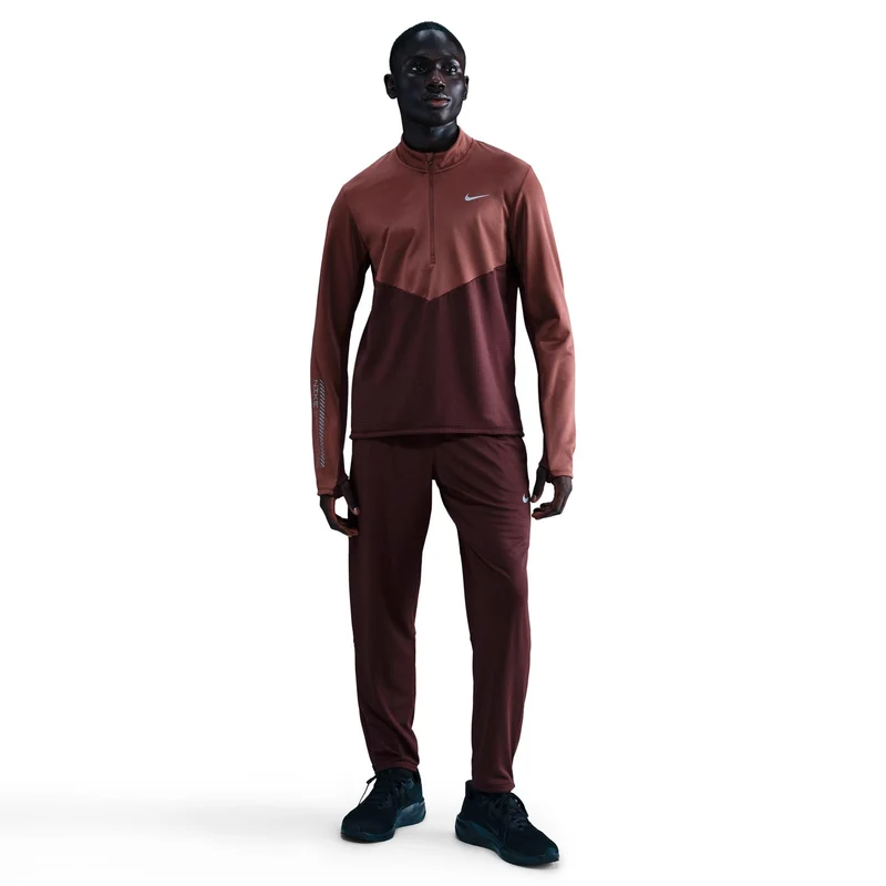 Pacer Winterized Half-Zip Laufshirt Herren - dunkelrot, bronze