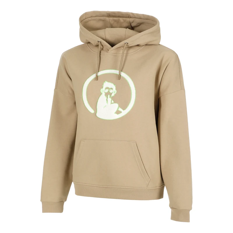 Wild Oversize Embroided Hoody Damen-Beige,Neongrün