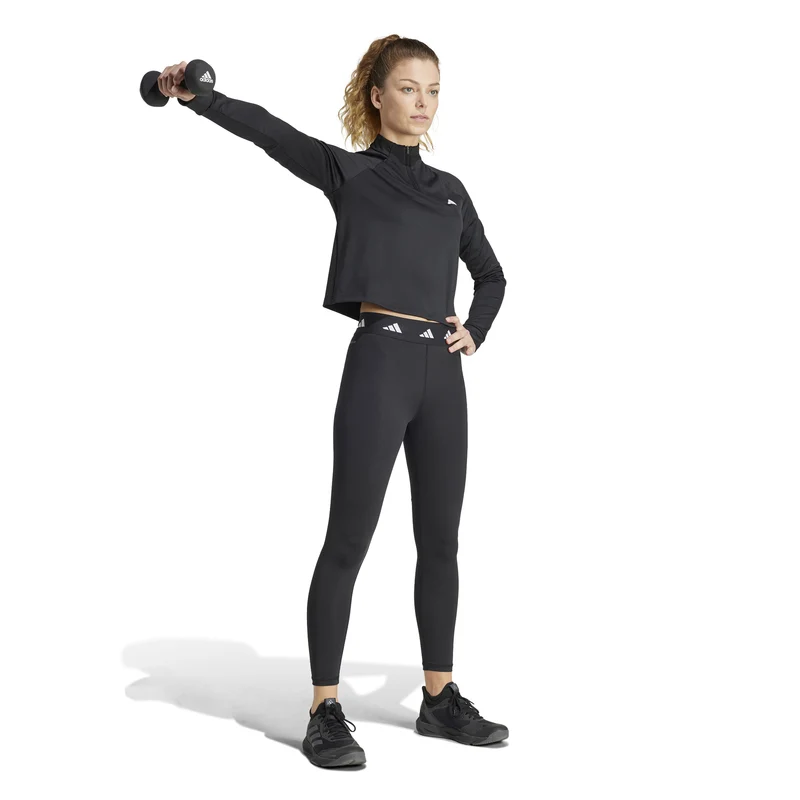 Essentials 1/4 Zip Longsleeve Damen-Schwarz