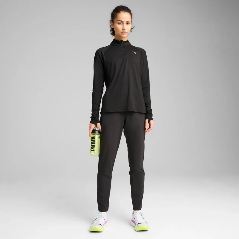 Velocity Cloudspun 1/4 Zip Laufshirt Damen - schwarz