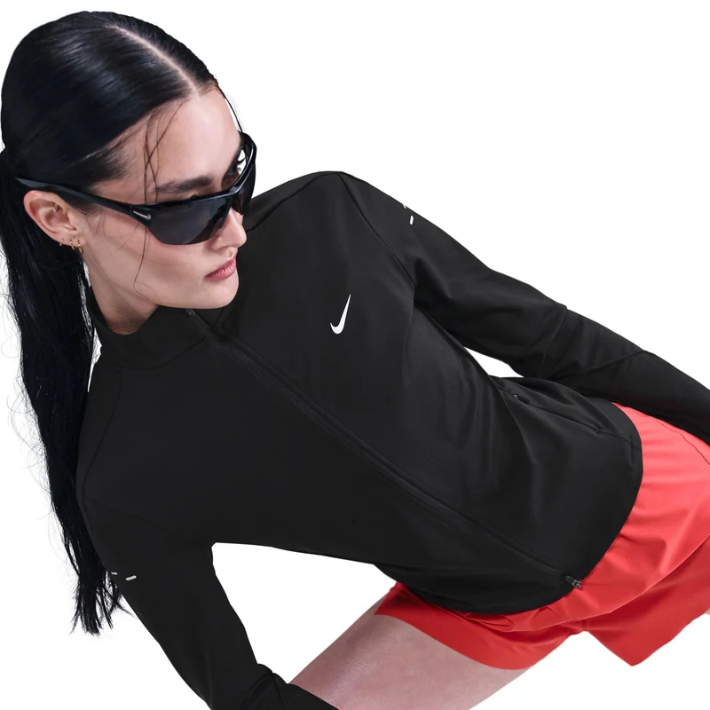 Swift Half-Zip Laufshirt Damen-Schwarz,Silber