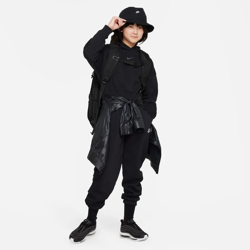 Club Fleece Loose Trainingshose Mädchen-Schwarz,Weiß