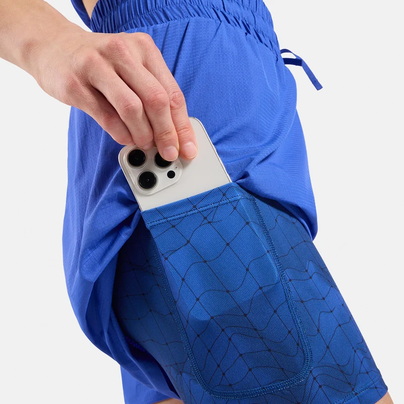 Zeroweight Print 3in 2in1 Laufshorts Damen-blau