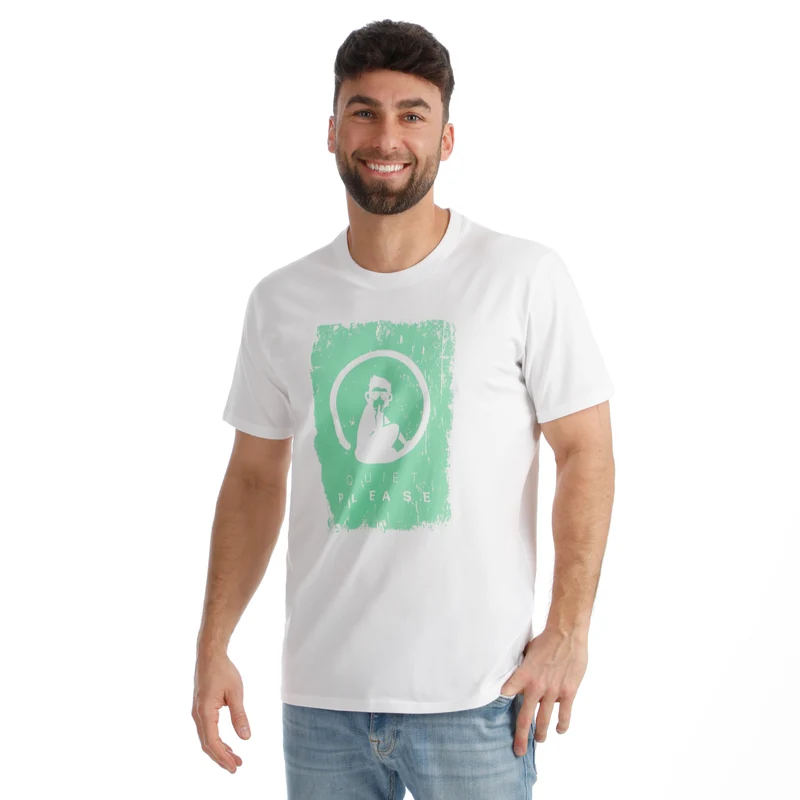 Crush Scraped T-Shirt Herren-weiß, grün