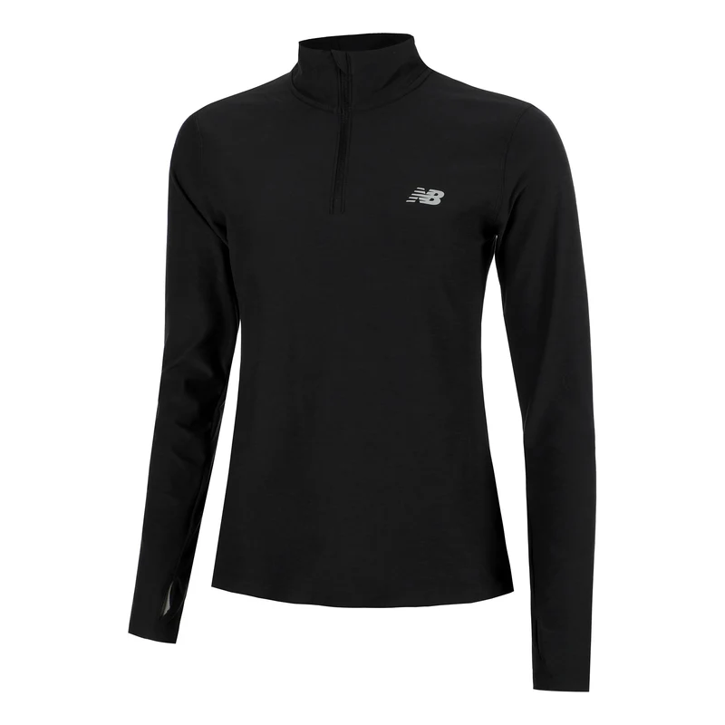 Space Dye Quarter Zip Longsleeve Damen-Schwarz
